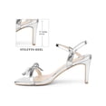 thumbnail image 2 of BLISSFUL STEP Crystal Ankle Strap Heels Square Toe Stiletto Heel Sandals for Women Silver(Size 6), 2 of 7