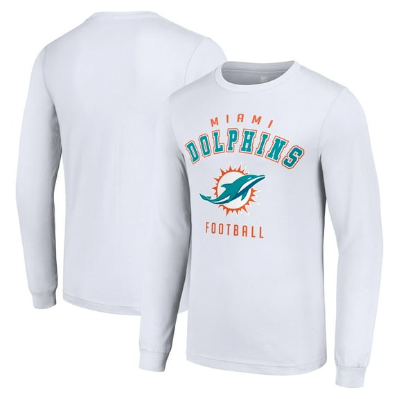 Men's Starter White Miami Dolphins Long Sleeve T-Shirt