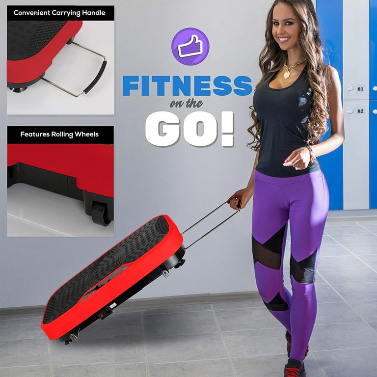 Hurtle Standing Vibration Fitness Machine Vibrating Platform Exercise Workout Trainer with Adjustable Speed Red