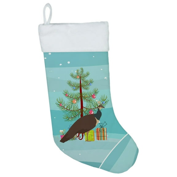 Carolines Treasures BB9294CS Indian Peahen Peafowl Christmas Christmas Stocking  Large multicolor