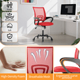 thumbnail image 2 of Mesh Office Chair Mid Back Height Adjustable Computer Desk Chair Ergonomic Task Rolling Swivel Chair with 360 Degree Casters & Armrest, Red, 2 of 7