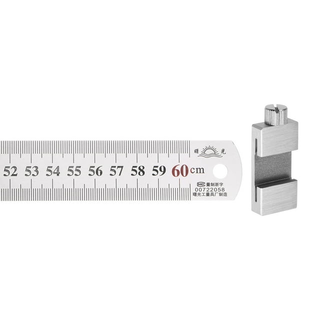 Unique Bargains Stainless Steel Ruler with Scriber Block 24' Metric Inch Ruler with 30mm Locating Vernier Slider, Silver Tone