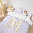 thumbnail image 3 of Castle Fairy Lattice Gold Letter M Twin Bedding for Girls,Minimalist Geometric Grid Duvet Cover Set,2pcs,No Comforter, 3 of 6
