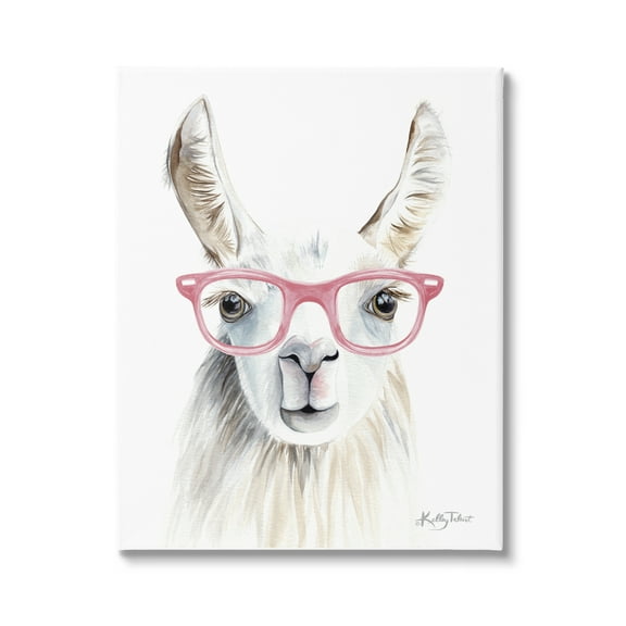 Stupell Industries Llama Wearing Pink Glasses Casual Animal Portrait Painting Gallery Wrapped Canvas Print Wall Art, Design by Kelley Talent