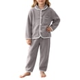 thumbnail image 6 of Asxite Toddler Fall Outfits Solid Fleece Lapel Top Straight Leg Pants Casual Loose Breathable 2 Piece Set 10T, 6 of 7