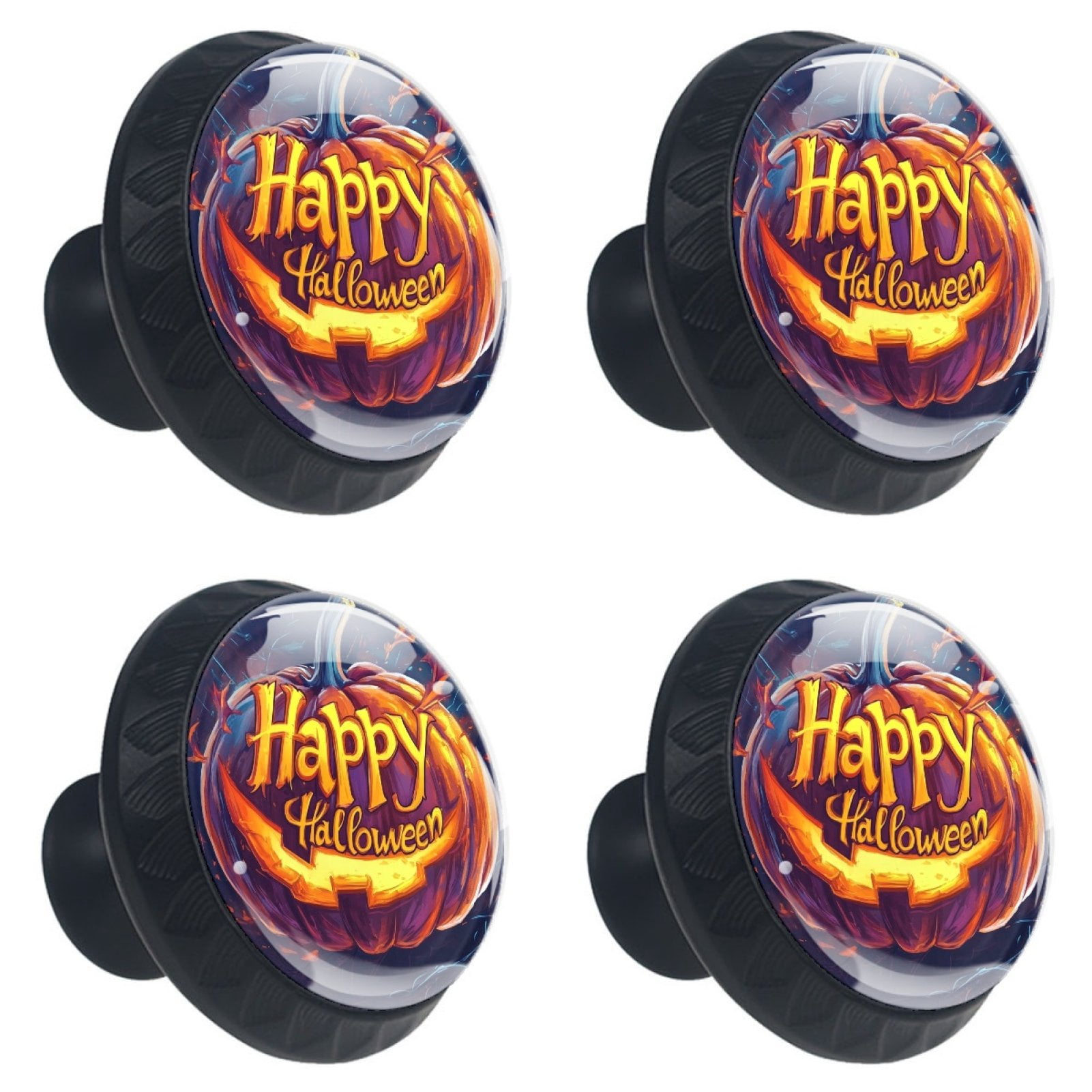 4 Pcs Happy Halloween Knobs for Kitchen Cabinet Cupboard Dresser Bookcase Drawer Pulls Handles Round Home Decor