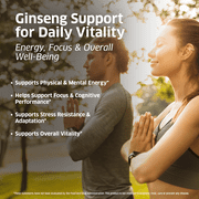 ORZAX Vegan Korean Panax Ginseng Capsules with 30% Ginsenosides for Performance & Energy Supplements for Women and Men - Red Ginseng for Enhanced Focus (120 Veg Capsules)