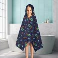 thumbnail image 6 of Navy Dinosaurs Space Surfing Pattern Hooded Bath Towel，50"x30" for Ages 3 To 12 Kids, Quick Dry Lightweight Soft Microfiber Hood Beach Towel Cover Up for Kids, 6 of 7