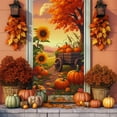 thumbnail image 5 of Honmine Fall Door Cover Autumn Pumpkin Front Door Hanging Banner Thanksgiving Harvest Photo Background for Autumn Holiday Party Decorations and Supplies, 71 x 35 Inches, 5 of 6