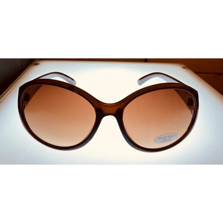 Brown Plastic Rectangle Sunglasses with Gradient Lens Ellen Tracy Womens Brown Plastic Rectangle Sunglass  main image 2