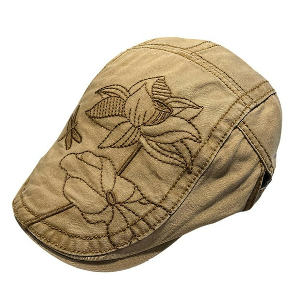 Gorra plana unisex con bordado floral, ajustable Gatsby