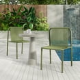 thumbnail image 2 of Christopher Knight Home Modern Rattan Patio Dining Chairs, Metal Frame, Green, Set of 2, 2 of 12