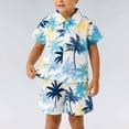 thumbnail image 2 of Toddler Boy Outfits 2 Piece Coconut Tree Print Lapel Short Sleeve Button Shirt Top And Shorts Casual Wear Baby Boys' Clothing Sets Size 2-3 Years, 2 of 4