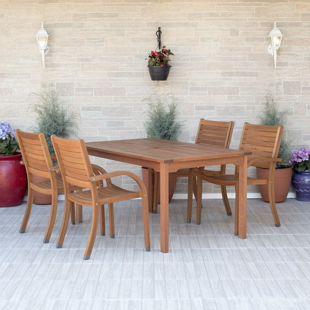 Ia Arizona 5 Piece Patio Rectangular Dining Set Eucalyptus Wood Ideal For Outdoors And Indoors Seating Capacity 4 Com Ia Arizona 5 Piece Patio, Arizona Outdoor Furniture
