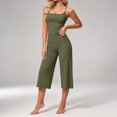 thumbnail image 6 of VBVC Women's 2 Piece Spaghetti Strap Yoga Set , Tank Top and Capri For Women , Ladies' Summer Wide Leg Lounge Outfit, *Army Green , Large, 6 of 10