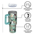 thumbnail image 4 of OBREWU Boston Terrier Floral Flowers Tumbler with Handle and Lid,Boston Terrier Floral Flowers 40oz Double Wall Vacuum Insulated Tumbler,Cups Gift for Women and Men, 4 of 7
