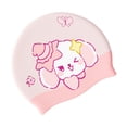 thumbnail image 1 of Gorro de baño para niños, impermeable, elástico, con protección para los oídos, flexible, para ducha y baño, ideal para hacer esnórquel, deportes Rosa, 1 of 8