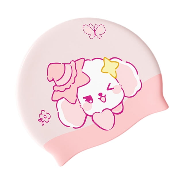 Gorro de baño para niños, impermeable, elástico, con protección para los oídos, flexible, para ducha y baño, ideal para hacer esnórquel, deportes Rosa