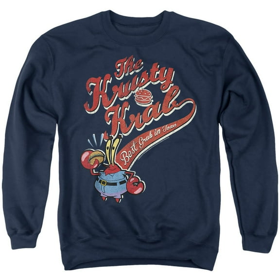 SpongeBob SquarePants The Krusty Krab Unisex Adult Crewneck Sweatshirt, Navy, 3X-Large