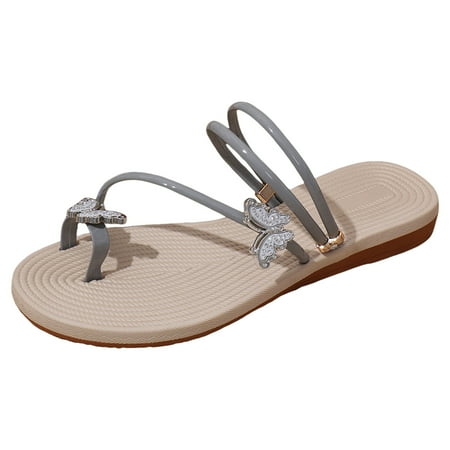 

Jungdeepe Ladies Summer Casual Rhinestone Butterfly Set Toe Two Wear Flat Bottom Big Size Sandal Slippers Sandals for Women Size 11 Wide Sandal Insoles for Women Metallic Sandals Women Dressy Sandals