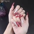 thumbnail image 1 of Uñas postizas prensadas brillar rojas Ataúd de Navidad largas con sn, 1 of 5