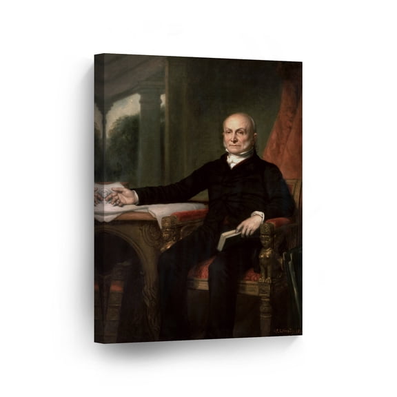 Smile Art Design 6th President of The United States of America John Quincy Adams Portrait Oil Painting Canvas Wall Art Print American History Political Icon Office Library Living Room Home Decor 12x8