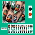 thumbnail image 2 of ONLYEOR Pumpkin Lantern & Black Cat Press On Nails, Medium Spider Web Wearable Nail Art, Trendy European Style Fake Nails, 2 of 6