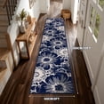 thumbnail image 3 of Findosom Runner Rug for Hallway 2x10 ft,Non-slip Machine Washable Runners Flower Floor Mats Low Pile Carpet Rug Runner with Rubber Backing for Entryway Doormat Bathroom Kitchen Laundry Room,Blue, 3 of 8