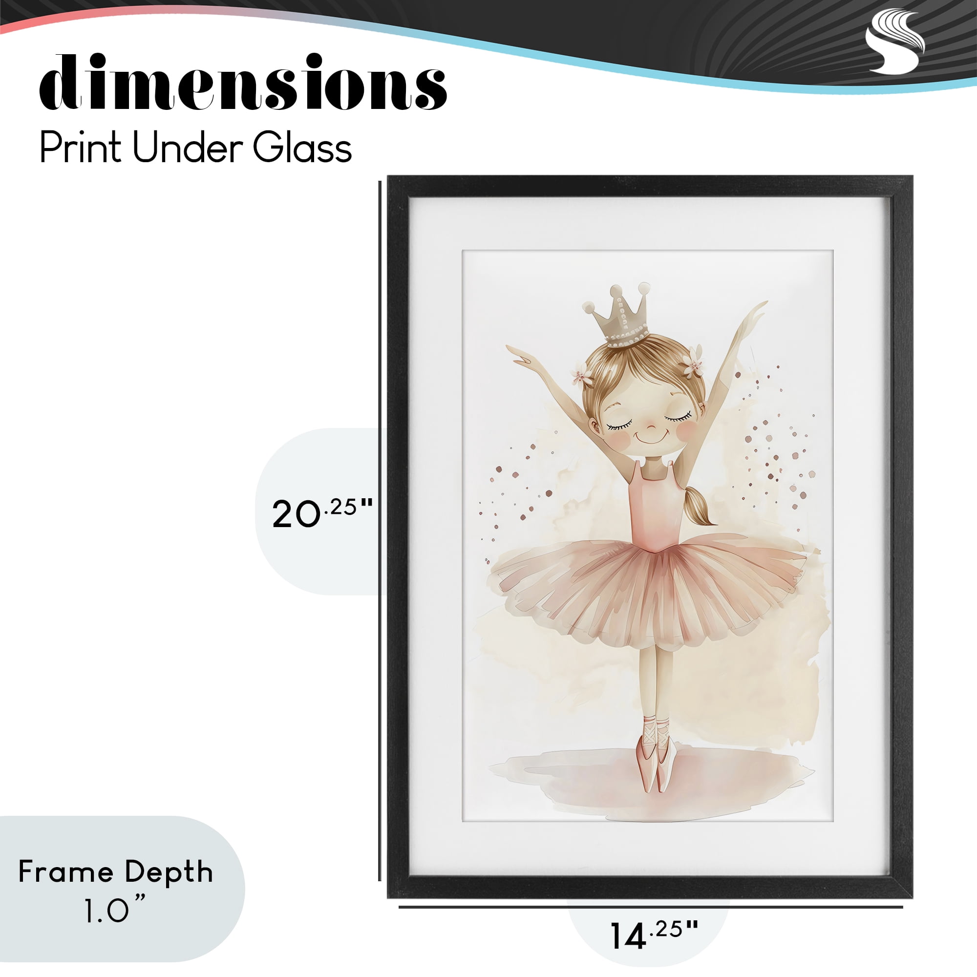 Stupell Industries Crowned Ballerina with Flowers Black Framed Print Under Glass, design by Creative Studio