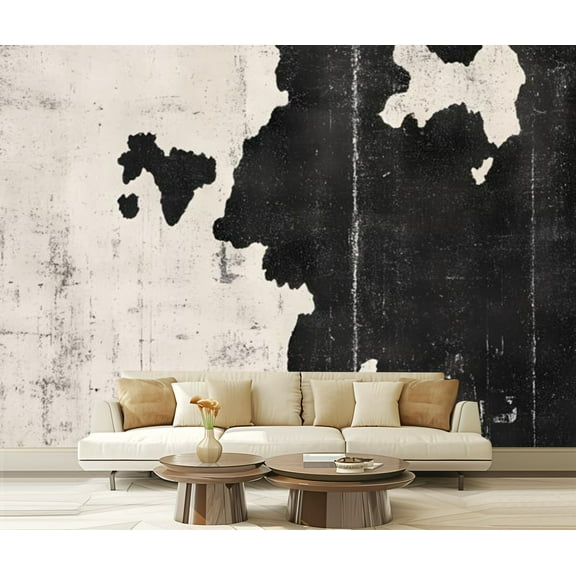 Peel and Stick Wallpaper Canvas Cow Skin Imitation Seamless Print Realistic Texture Animals Black Modern Art Wall Mural Decor Self Adhesive and Removable 69in x 98in