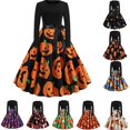 thumbnail image 2 of Accesorios de disfraz de Halloween para mujer, vestido de princesa de manga larga, elegante vestido de calabaza, vestido de fiesta Vintage para Festival, 2 of 4