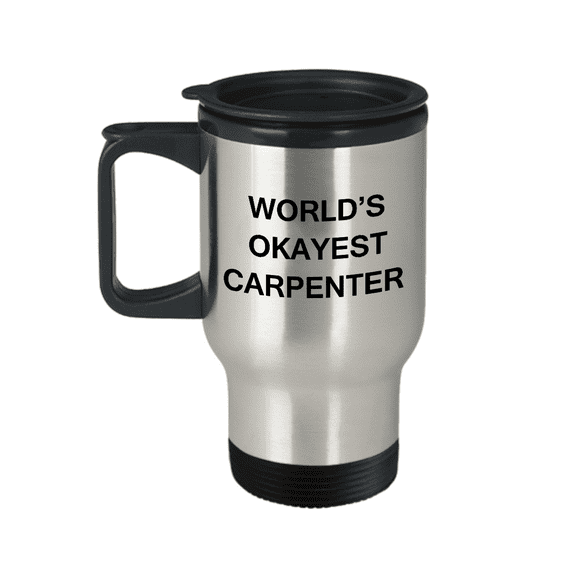 Funny Mug - World's Okayest Carpenter - Porcelain Funny Travel Mug & Coffee Cup Gifts 14 OZ - Funny Inspirational and sarcasm, Gifts Ideas
