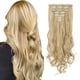 thumbnail image 1 of Extensiones de cabello natural con clip, extensiones de cabello rizado de 50 cm, 7 piezas, 16 clips, postizo sintético, extensiones de cabello largo ondulado, B Rojo Verde MX-0132446FYD, 1 of 5