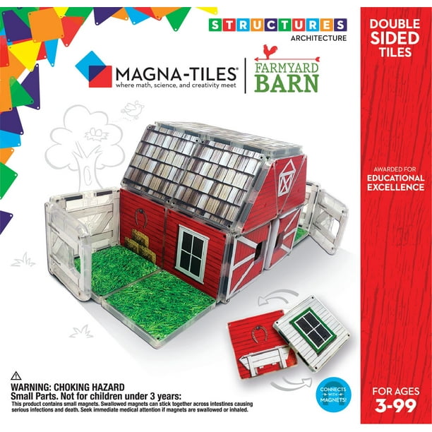 Magna-Tiles Farmyard Barn Structure Set by CreateOn, The Original Magnetic  Building Tiles Making Learning Shapes Fun and Hands-On, Versatile 