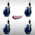 thumbnail image 2 of 5 Inch SS Solid Poly Wheel Swivel 1-1/4 Inch Expanding Stem Caster Set SCC, 2 of 2