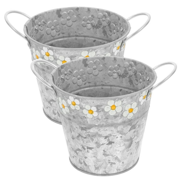 2 Pcs Petit Seau Design Marguerite Conteneur de Fleurs Rétro Maison Vase à Fleurs