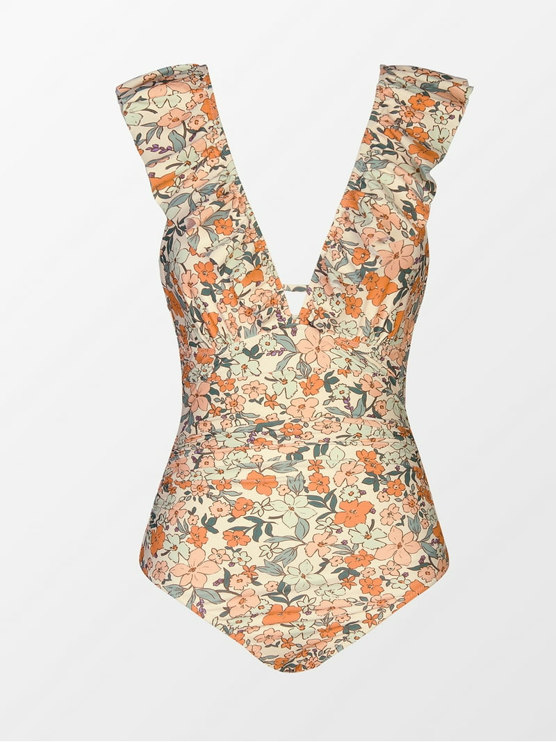 Cupshe Women's One Piece Swimsuit with Deep V Neck, Ruffle