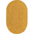 thumbnail image 2 of Beautiful Indian Handmade Braided Pure Yellow Jute Area Rug Size - 2.3 x 4 Feet Oval (69 cm x 122 cm), 2 of 5