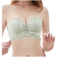 thumbnail image 1 of Gibobby Conjunto de lencería Sujetador Stealth sin tirantes de encaje sólido para mujer Sujetador de alambre Sujetador de vendaje Ropa interior(Verde de menta, CH), 1 of 5