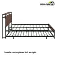 thumbnail image 6 of Bellemave Platform Bed Frame Full, Modern Bed Frame with Twin Size Trundle, Usb Ports and Storage Shelf, Metal Full Size Bed Frame with Headboard, Noise-Free, No Box Spring Needed(Black), 6 of 10