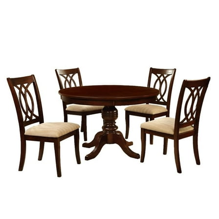 Bowery Hill Contemporary 5-Piece Wood Dining Set in Brown Cherry