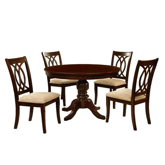 Bowery Hill Contemporary 5-Piece Wood Dining Set in Brown Cherry