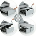 thumbnail image 6 of Sleeper Chair,Single Armchair Sofa with Pillow,Adjustable Backrest Recliner Sofa Modern Pull Out Couch Bed with USB Port Cup Holder Side Pocket,Grey, 6 of 8