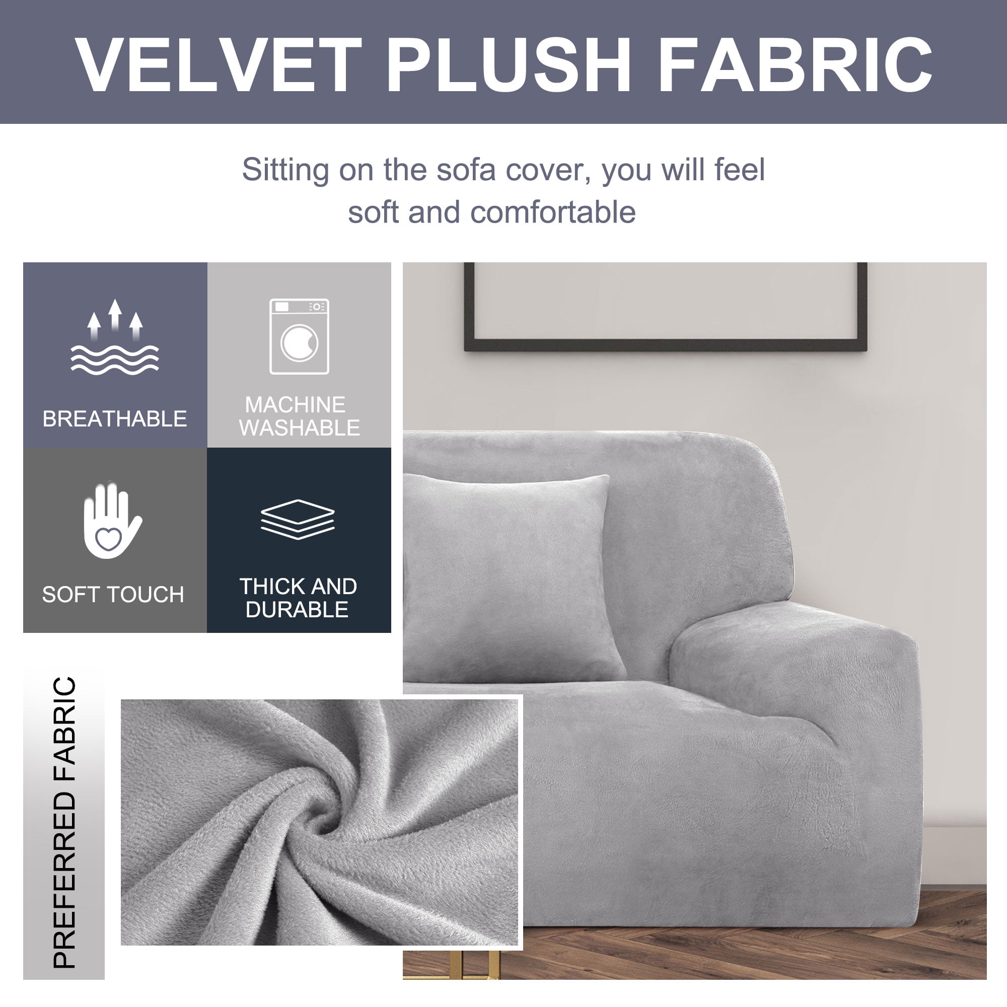 Details about   Soft Velvet Thicken Plush Fabric Sofa Cover Sofa Towel Seat Cover Room Towel 