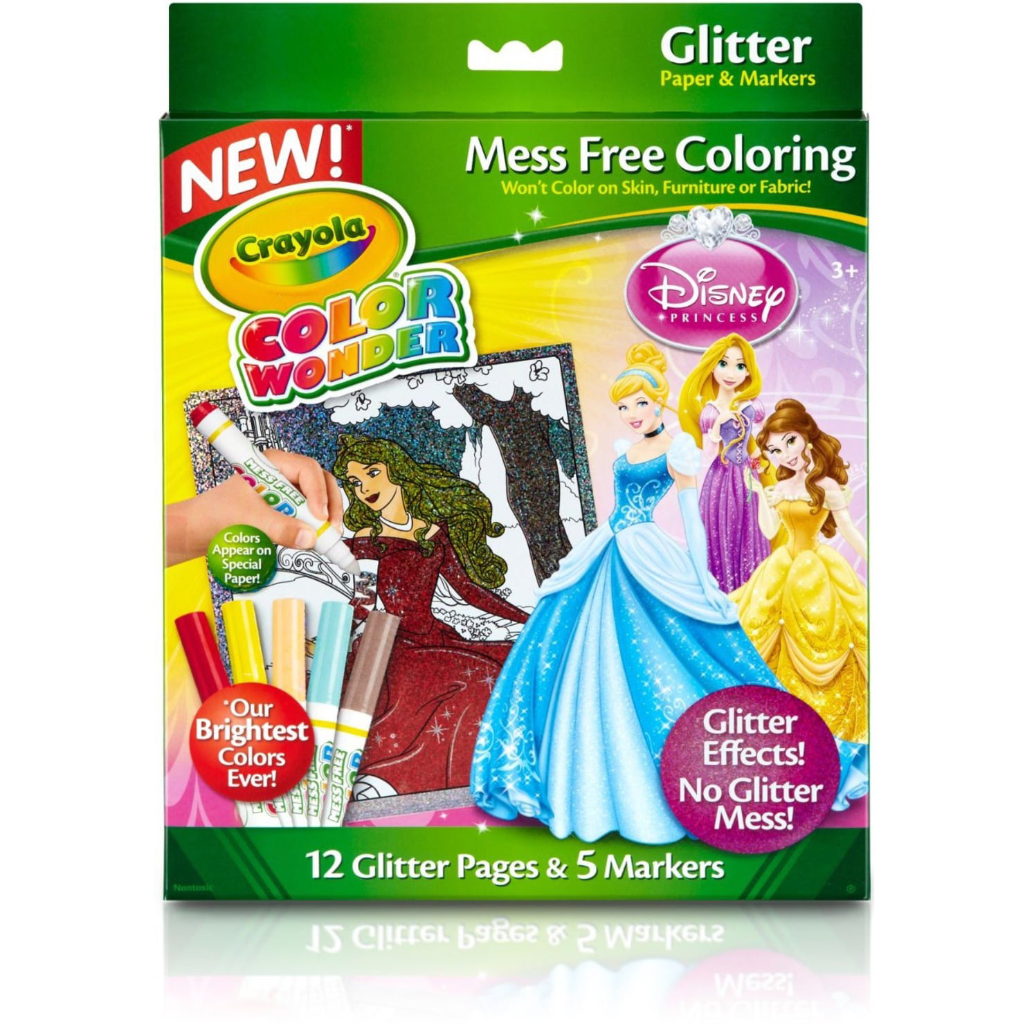 Crayola Color Wonder Disney Princess Glitter Paper And Markers ...
