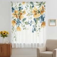 thumbnail image 3 of Blue Yellow Spring Floral Sheer Curtains 63 Inches Long, Botanical Summer Light Filering Curtains, Breathable Simi Curtain Privacy Drapes for Living Room Bedroom Lightweight Window Treatment, 3 of 9