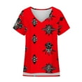 thumbnail image 6 of JTZGDY Western Shirts for Women Vintage African Dashiki Print Summer Short Sleeve Casual V Neck Contrast Color Ethnic T-Shirts Trendy Ladies Flowy Tunic Blouse Red L, 6 of 6