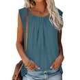 thumbnail image 4 of Wiyuqeen Linen Tank Tops for Women Loose Fit Sleeveless Pleated Shirts Plus Size Boho Blouses Bohemian Cami Top Trendy Solid Color Summer Casual Blouses for Leggings, 4 of 9