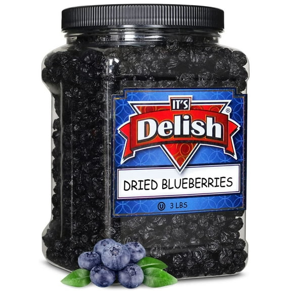 Dried Blueberries by Its Delish, 3 LBS Jumbo Container  Bulk Dehydrated Blueberry Fruit Dry Wild Berries for Baking & Snacking  Healthy Vegan Snack
