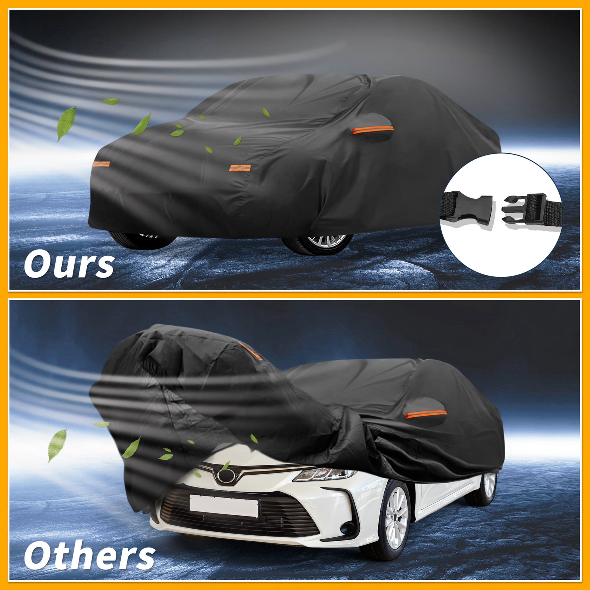 Unique Bargains All-Weather Waterproof Car Cover for Toyota Corolla 210D-PU Black